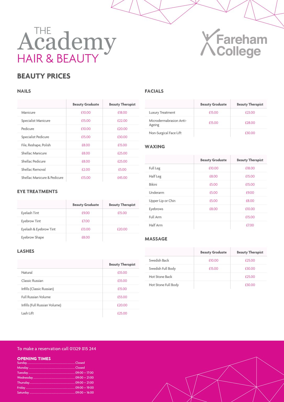 The Academy Hair & Beauty Hairdressing & Beauty at Fareham College